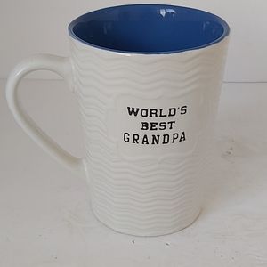 WORLD'S GREATEST GRANDPA Stoneware Coffee Mug White Blue